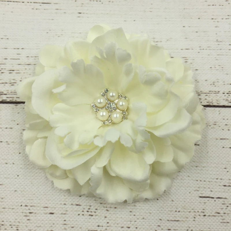 

30PCS/LOT Fabric Peony Flower Matching Sparking Rhinestone For Girls Headband DIY Carfts Fabric Flower For Hair Accessories DIY