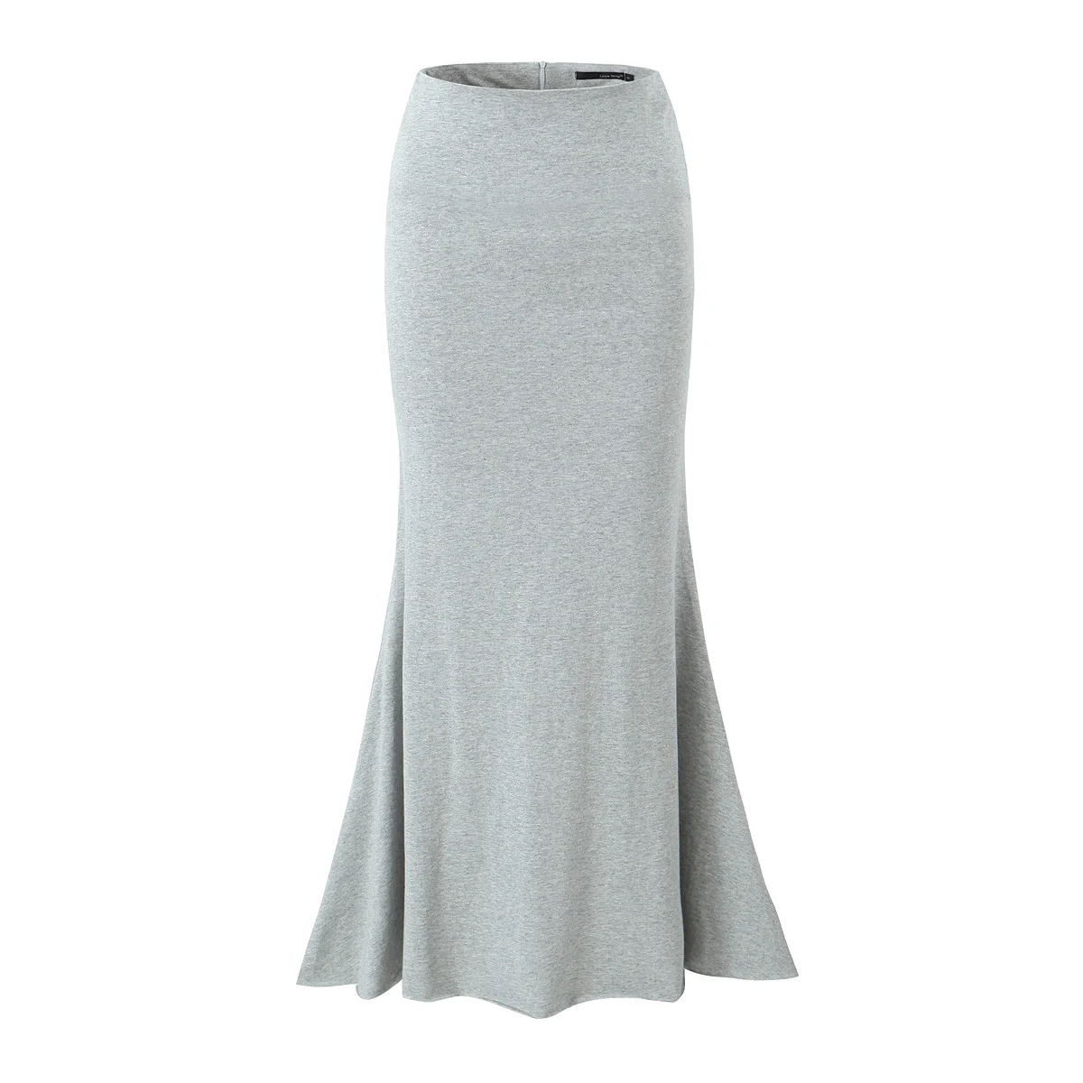 Jupe longue sirène taille basse pour femme, jupe queue de poisson en coton, fermeture éclair au dos, moulante GT, maxi, gris, sexy, rétro