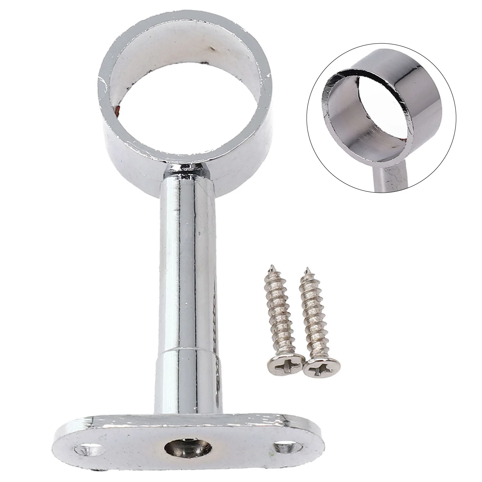 Round Chrome Centre Support Bracket For Wardrobe Rail Rod Socket 25mm Zinc Alloy Bright Stand Holder For Household Storage