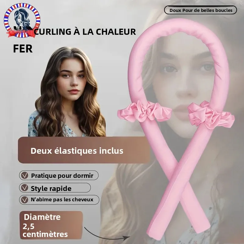 Ensemble de bouclage sans chaleur – Bigoudi en satin, adapté au curling de nuit – Bigoudi sans chaleur avec bandeau – Soins capillaires doux et efficaces