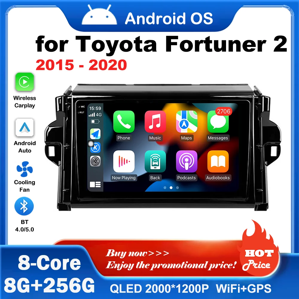 

Navigation GPS Touch Screen 4G Android Car Radio Multimedia Player BT DSP Stereo WiFi Carplay for Toyota Fortuner 2 2015 - 2020