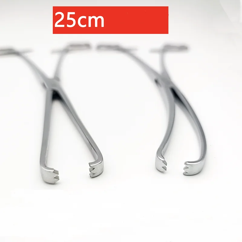 Zhangjiagang-Medical aço inoxidável Alicerces cervicais, Bend reta, Fórceps, 25cm