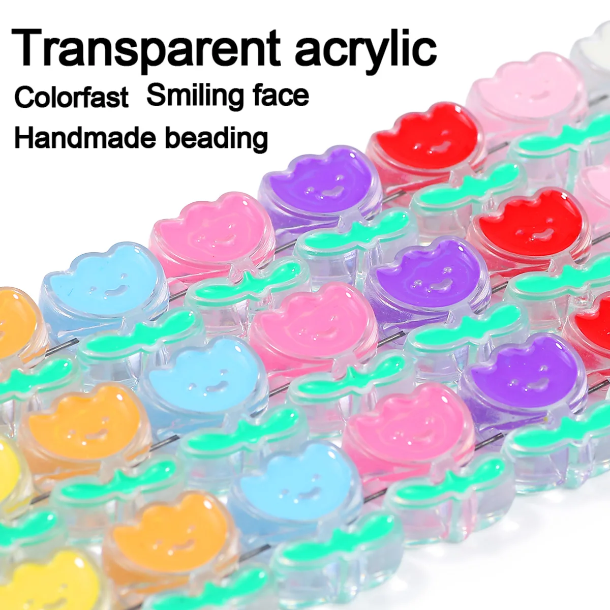10/20 peças de Contas de Acrílico com Efeito Gotejamento de Óleo, em Formato de Flor Sorridente, Contas Soltas para Fabricação de Joias, Pulseiras DIY e Acessórios para Chaveiros de Celular