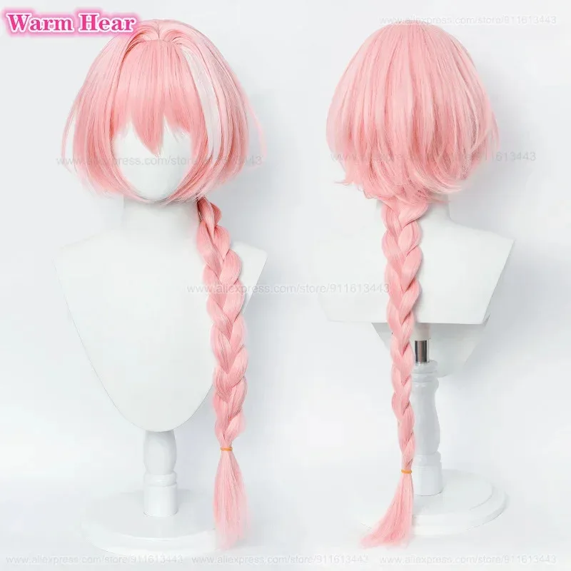 

Высокое качество Astolfo синтетические длинные 80 см розовые блики коса косплей аниме термостойкие парики для волос + шапочка для парика