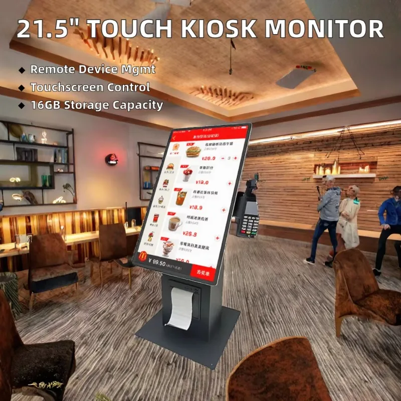 21.5 Inch Easy-to-Install Desktop Monitor Sensor Kiosk Finger Touch Ordering for Self-Service Business