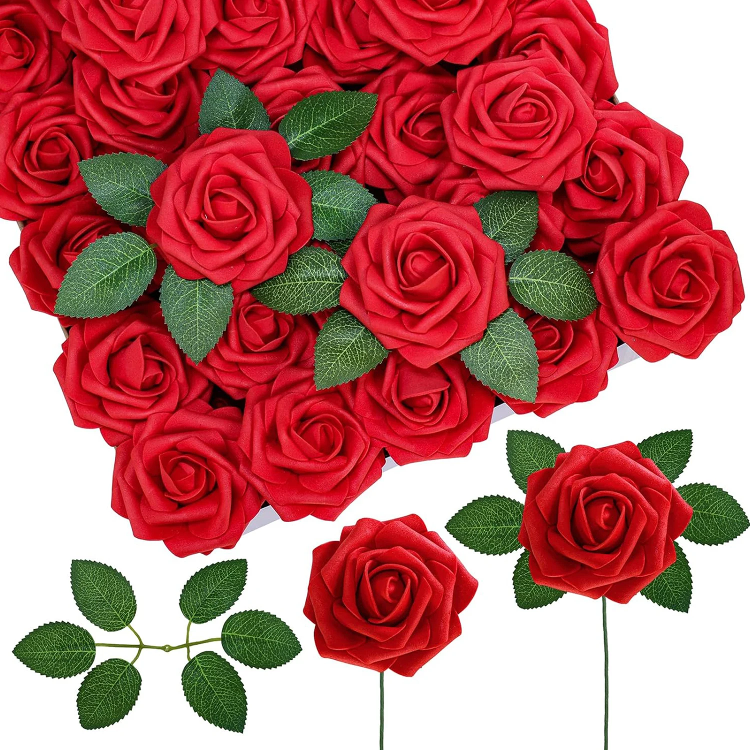 Künstliche Blumen aus PE-Schaum, Rosen für Hochzeitskränze, Brautsträuße, Festdekoration, Zubehör für Haus, Zimmer, Garten, DIY, Günstige Requisiten – Detail 8