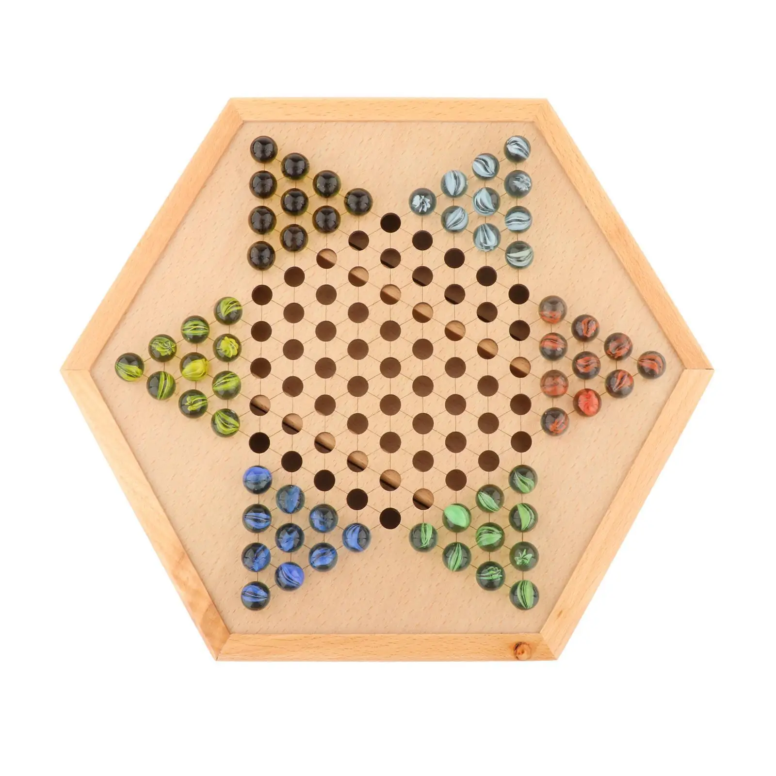 Classic Traditional Chinese Checkers Wooden Board Whole Family Adults Kids board Game for 2-6 Players Children Gift