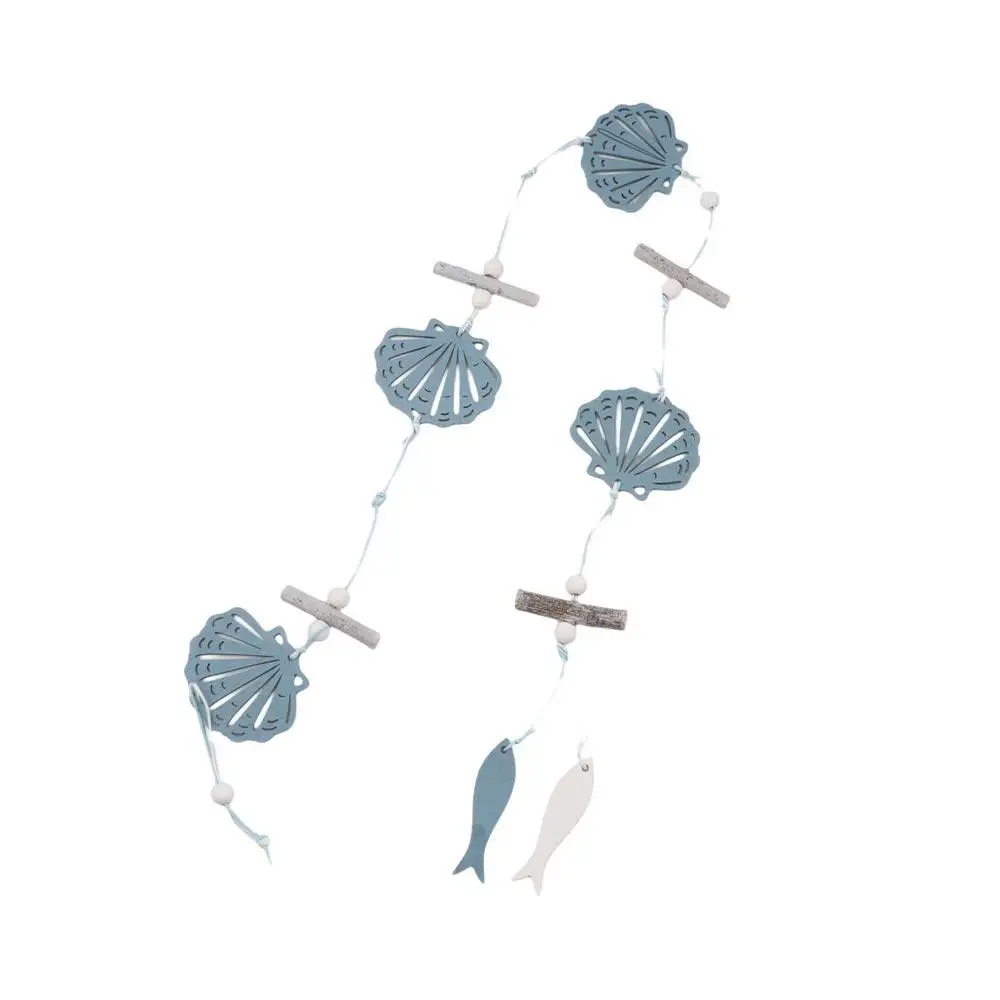 Nautical Decor Easy Use Eco-Friendly Ocean Series Handicraft Wooden Ornament Blue Ocean Pendant Hanging Crafts Scallop Pendant