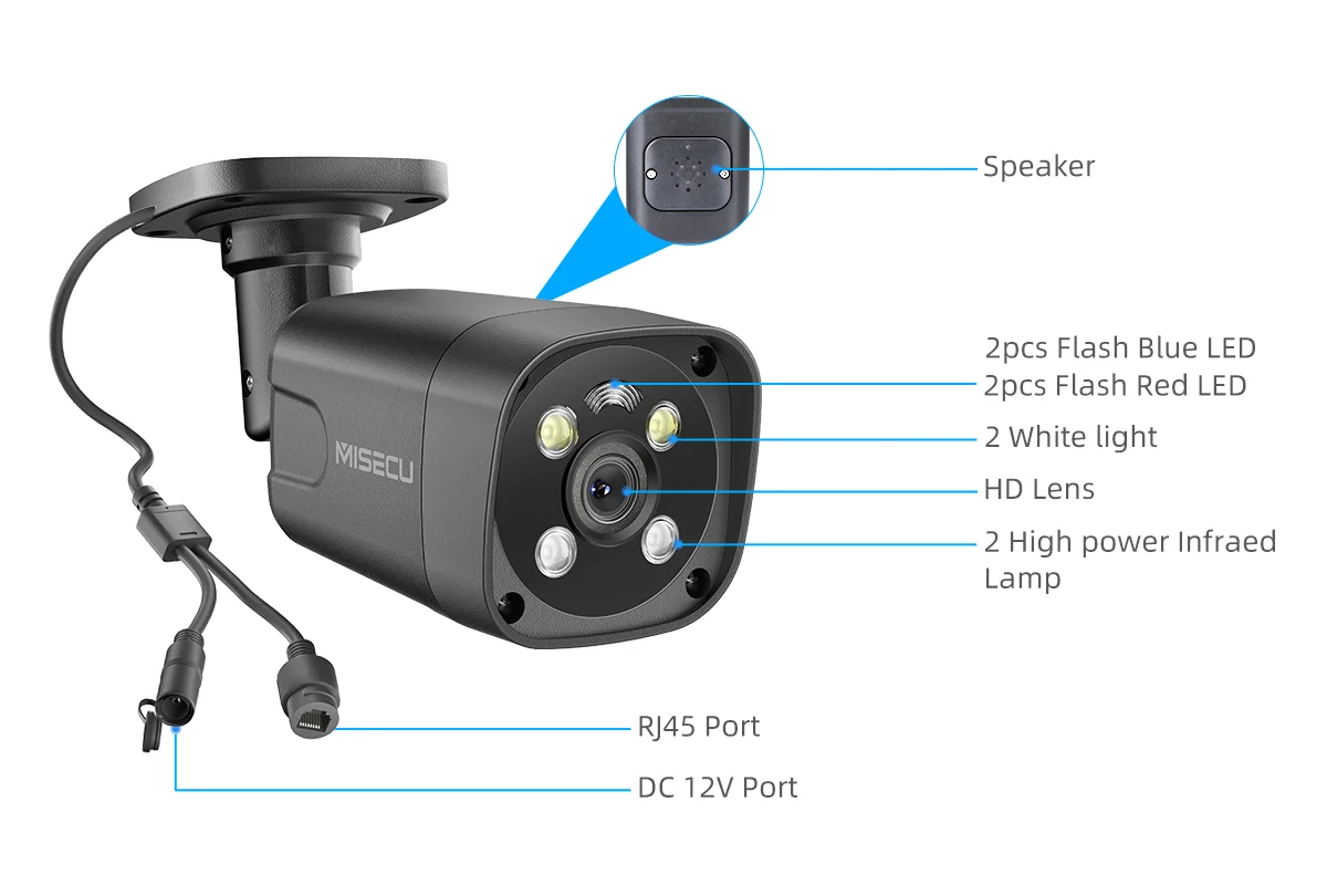 MISECU 8CH 8MP POE biztonsági Rendszer kültéri arcát Kinyomoz smare 4K red-blue riasztó H.265 CCTV Rekord Őrzés védelem készlet P2P