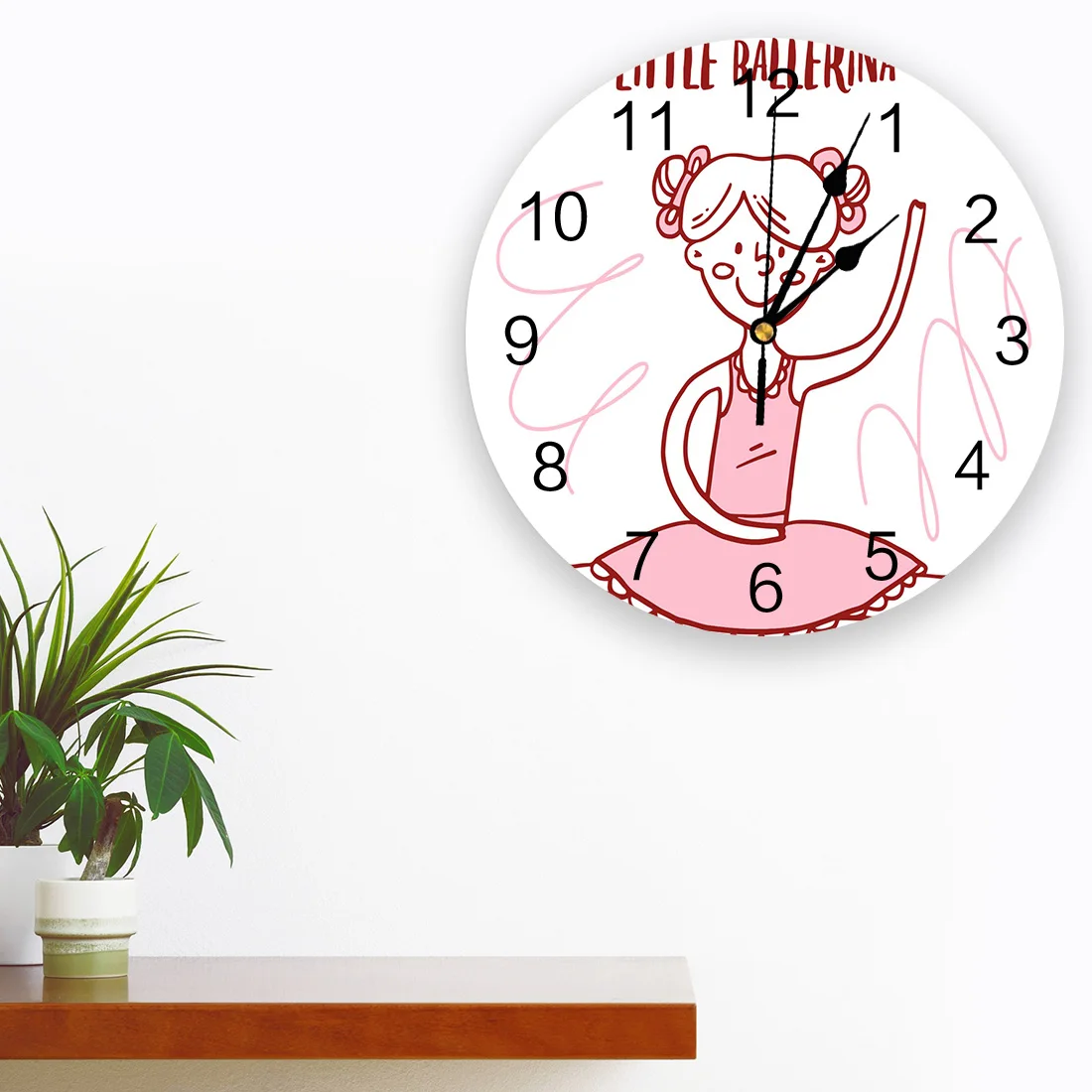 Little Girl Pink Skirt Dancer Bedroom Wall Clock Large Modern Kitchen Dinning Round Wall Clocks Living Room Watch Home Decor