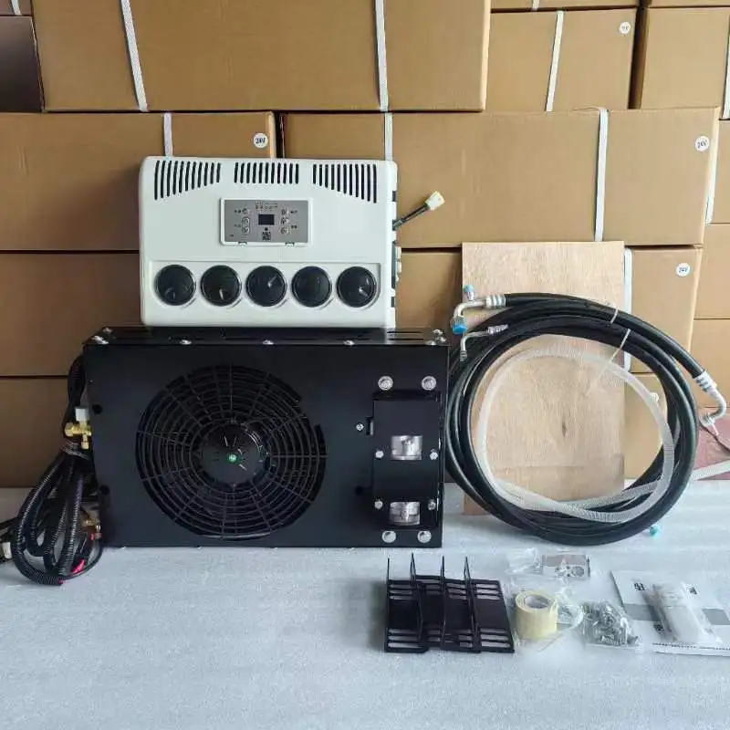 2024 new design ultra-thin air conditioner outdoor unit 12V parking air conditioner 24V engineering vehicle air conditioner