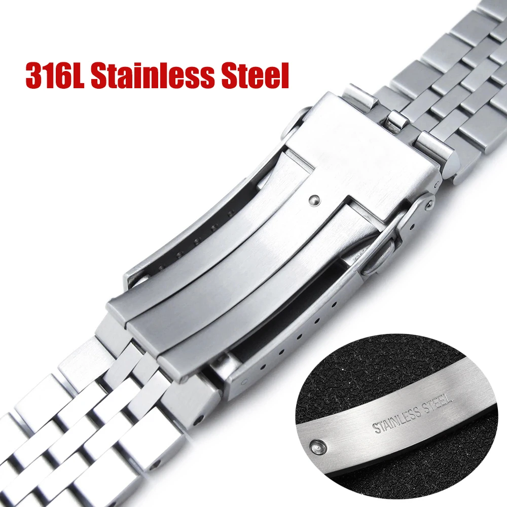 Solid Folding Buckle 18mm 20mm 22mm Watch Clasp 316L Solid Stainless Steel Men&Women Watch Buckles for Silicone Metal Strap