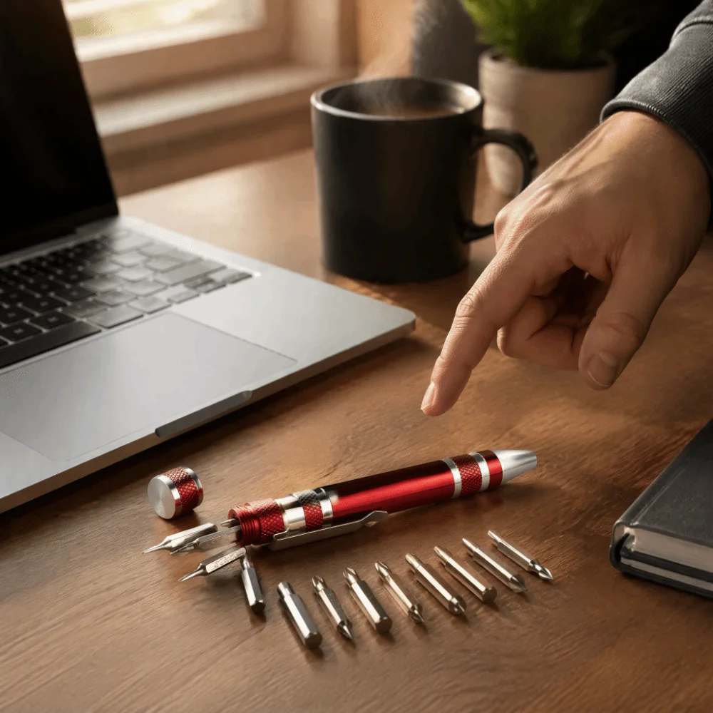 8 In 1 Pocket Screwdriver Set Aluminum Alloy Changeable Bits Multitool Magnetic Bits Precision Bits Portable Repair Tool