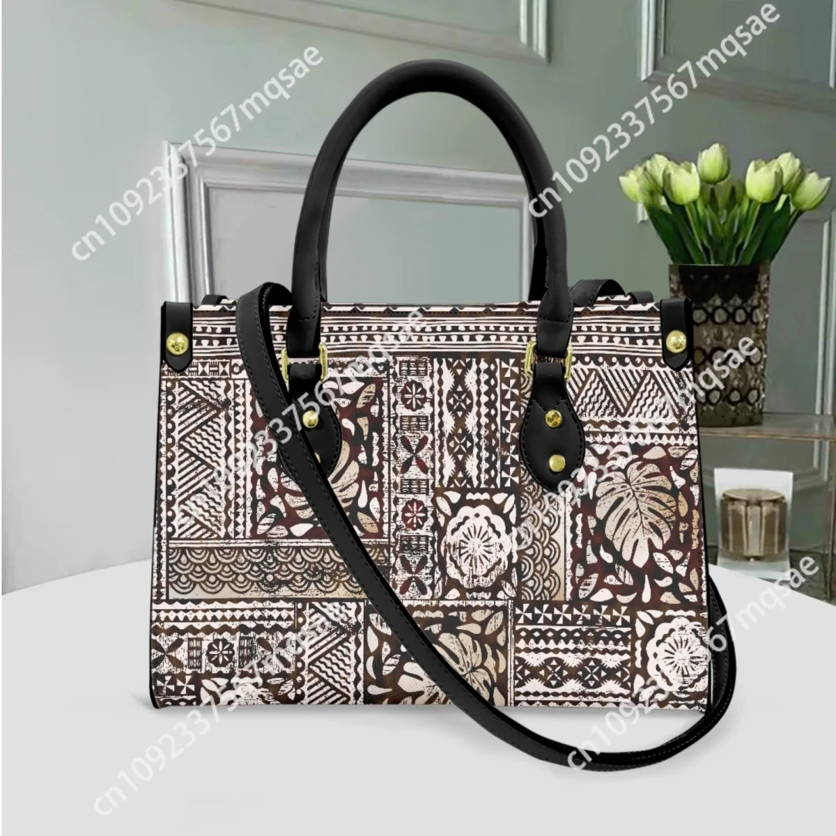 Polynesian Traditional Tribal Luxury Design Messenger Bag Retro PU Leather Casual Top Handle Clutch Coin Bags Fashion Handbag