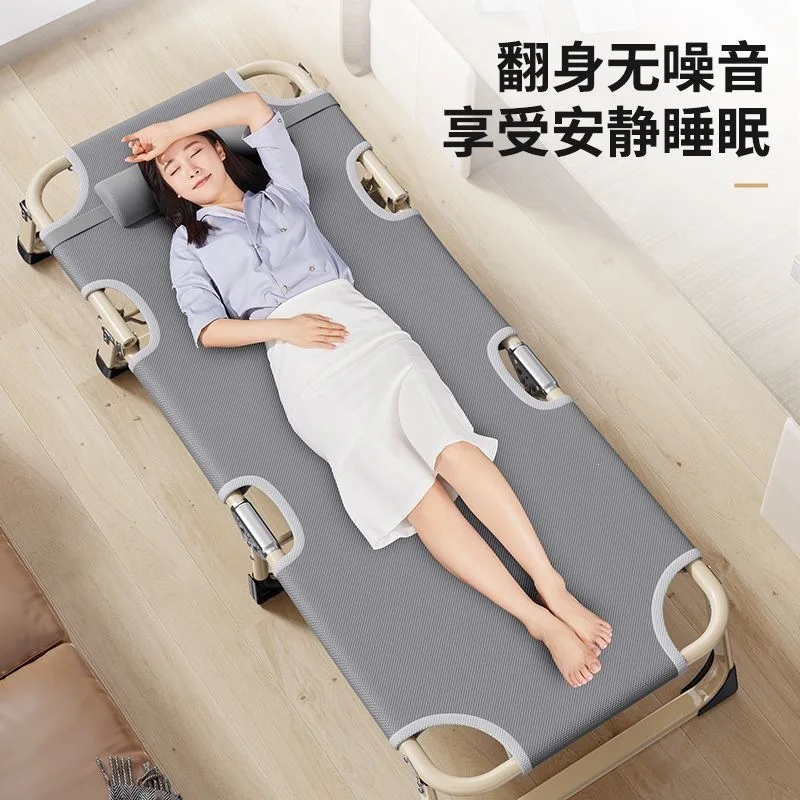 Folding Bed Grey Portable Adjustable With Soft Quilted Mattress & Pillow Metal Frame For Office Nap Home Rest Camping