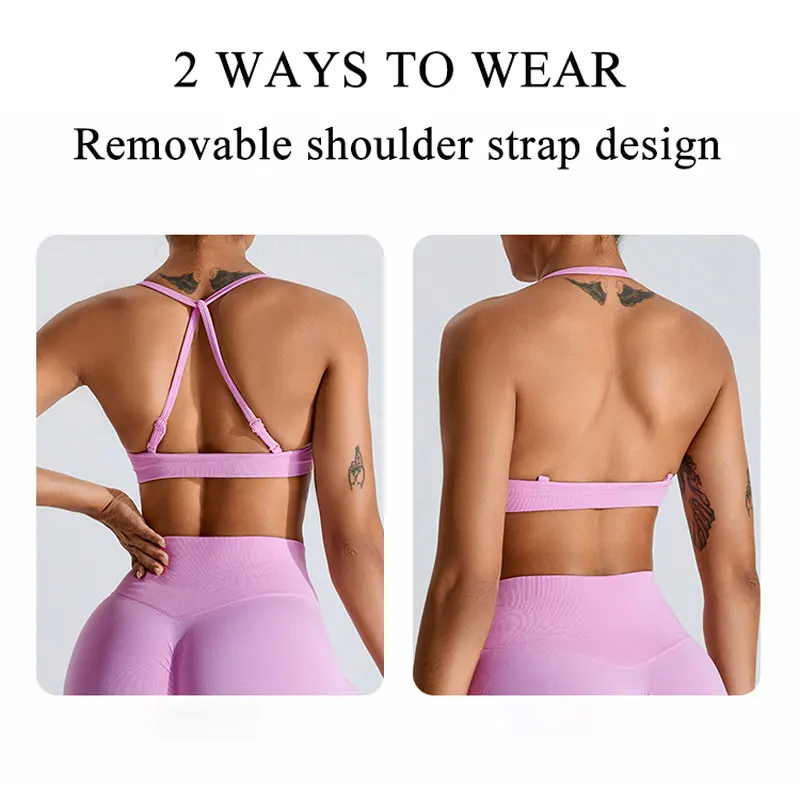 NCLAGEN Seamless Yoga clothes Sports Bra Scrunch Push-up High Support Adjustable Thin Shoulder Strap Tank Women Fitness Top