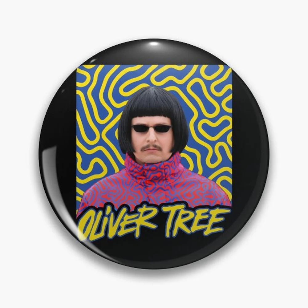 Oliver Tree Pin Holographic Star Heart Pin Brooches Laminated Button Fashion Accessory