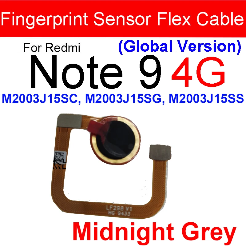 Fingerprint Recognition Sensor Flex Cable For Xiaomi Redmi Note 9 9s 9Pro Touch Sensor Fingerprint with Power Button Menu Key