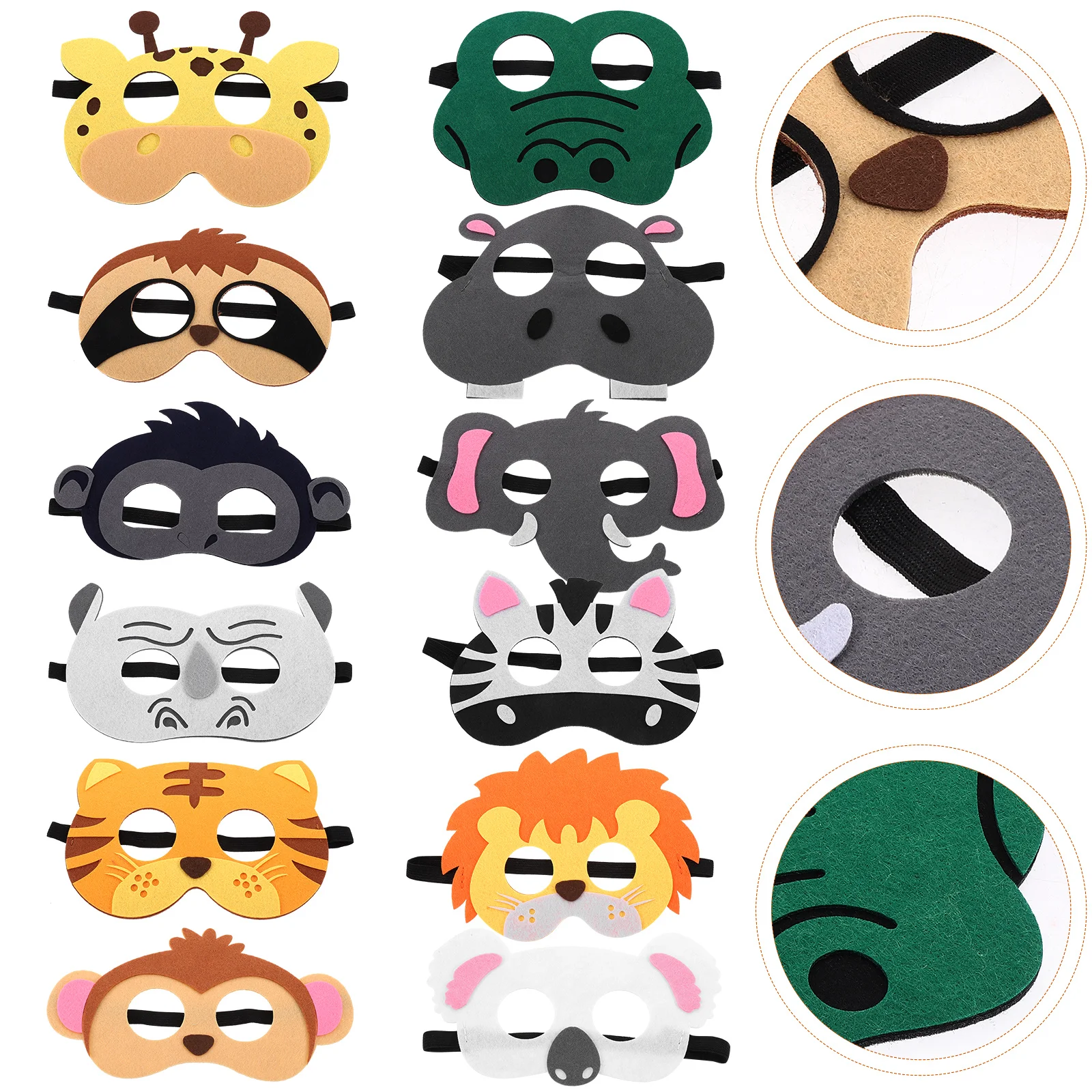 12pcs Halloween Party Cartoon Animal Felt Cosplay Mask Masquerade Animal Mask Cosplay Supply Animal Masks For Cosplay