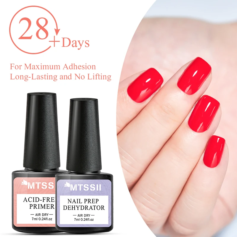 Mtssii 2PCS/Set 7ml Nail-Primer Prep Dehydrator Gel Nail Polish No Need Of UV LED Lamp Base Top Coat Nail Art Varnish Manicure
