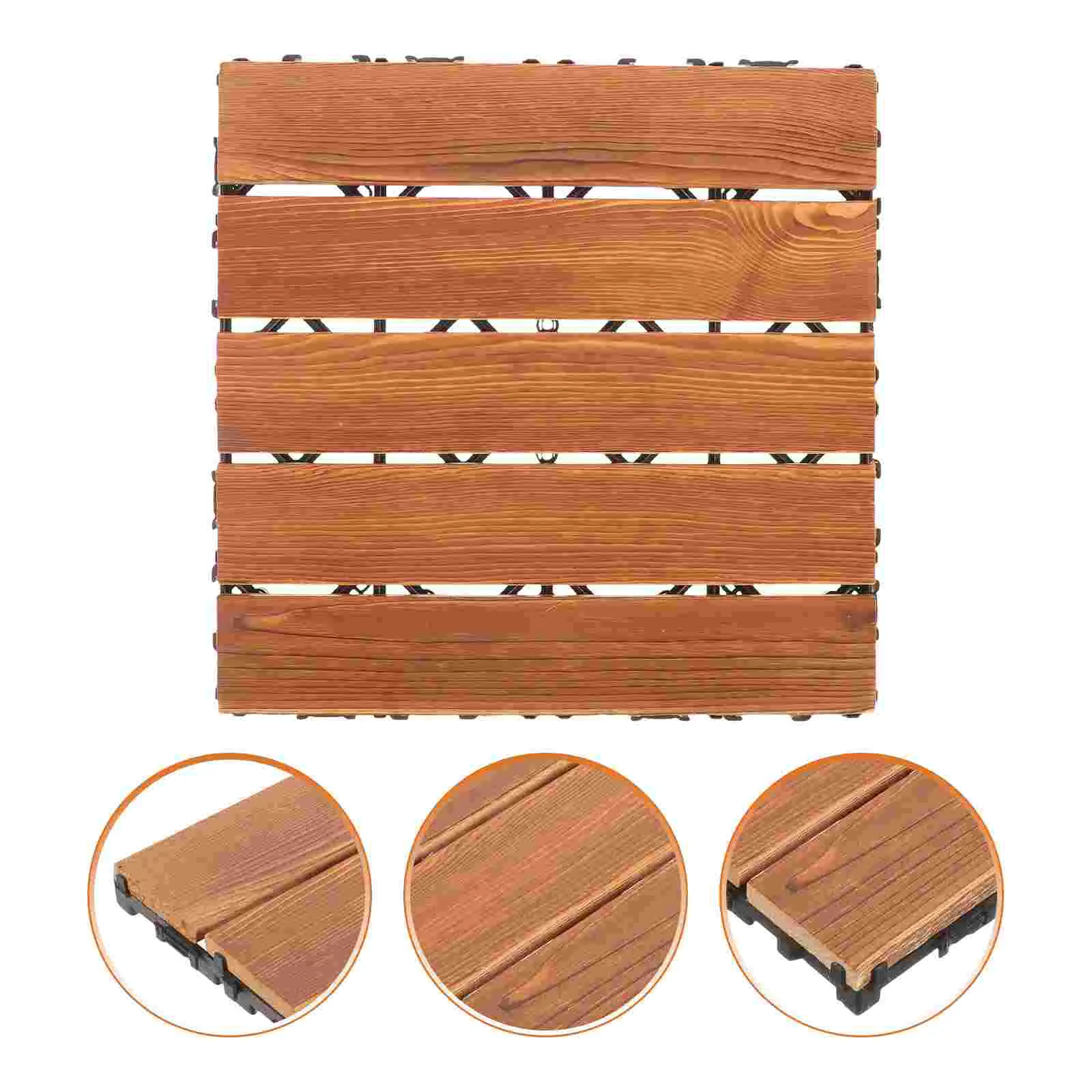 

Balcony Terrace Four-strip Wood Brushing with Wax Oil Floor Tiles Interlocking Deck Solid