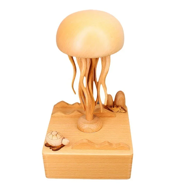 2023 online celebrity Explosions Mechanical Jellyfish Ocean Series Music Box Wooden Jellyfish Live Delivery Jellyfish