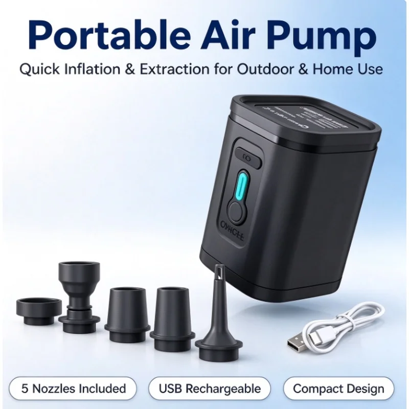 USB Rechargeable Mini Air Pump, 1200mAh Portable Inflator Deflator, Fast Electric Pump for Pool Float Camping Mattress Boat Gift