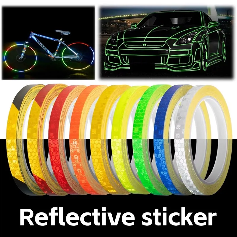 1cmx8m Safety Warning Stickers for Night Riding Walking Car Helmet Waterproof High Visibility Reflector Tape Reflective Stickers