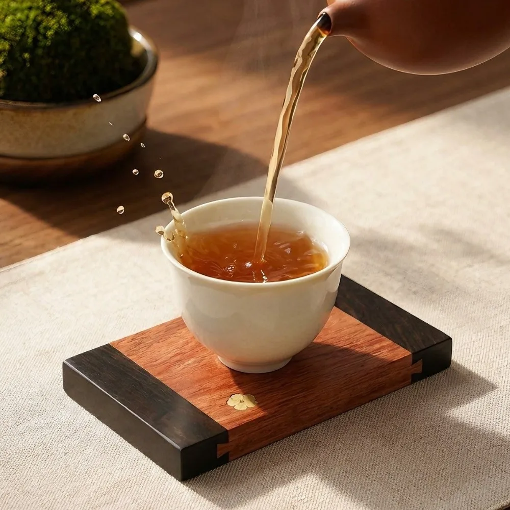 Natural Wood Tea Coaster Non Slip Heat Resistant Cup Holder Smooth Surface Tea Pad Cup Heat Insulation