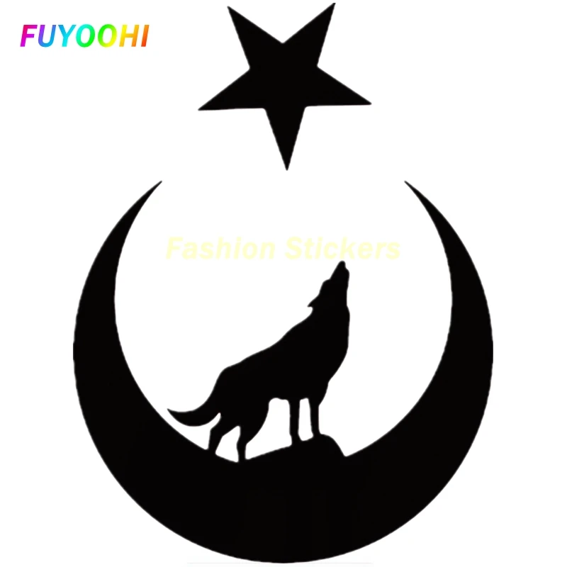 FUYOOHI Fashion Sticker Creative Wolf and Moon Star Great Turk Turkey Turkish Funny Vinyl Car Decals for Decoration