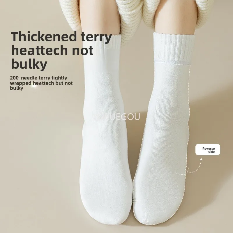 

Winter Thermal Socks Women Fleece Lined Thick Terry Plush Crew Socks Non Slip Grips House Warm Socks Indoor Outdoor Cold Weather