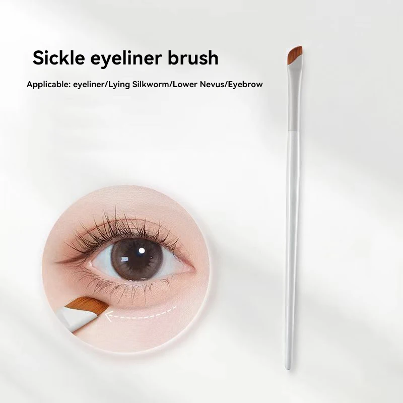 Pincel delineador de ojos con hoja mejorada, pincel plano para cejas de ángulo fino ultrafino, brochas de maquillaje debajo de los ojos, pincel para detalles precisos, color blanco