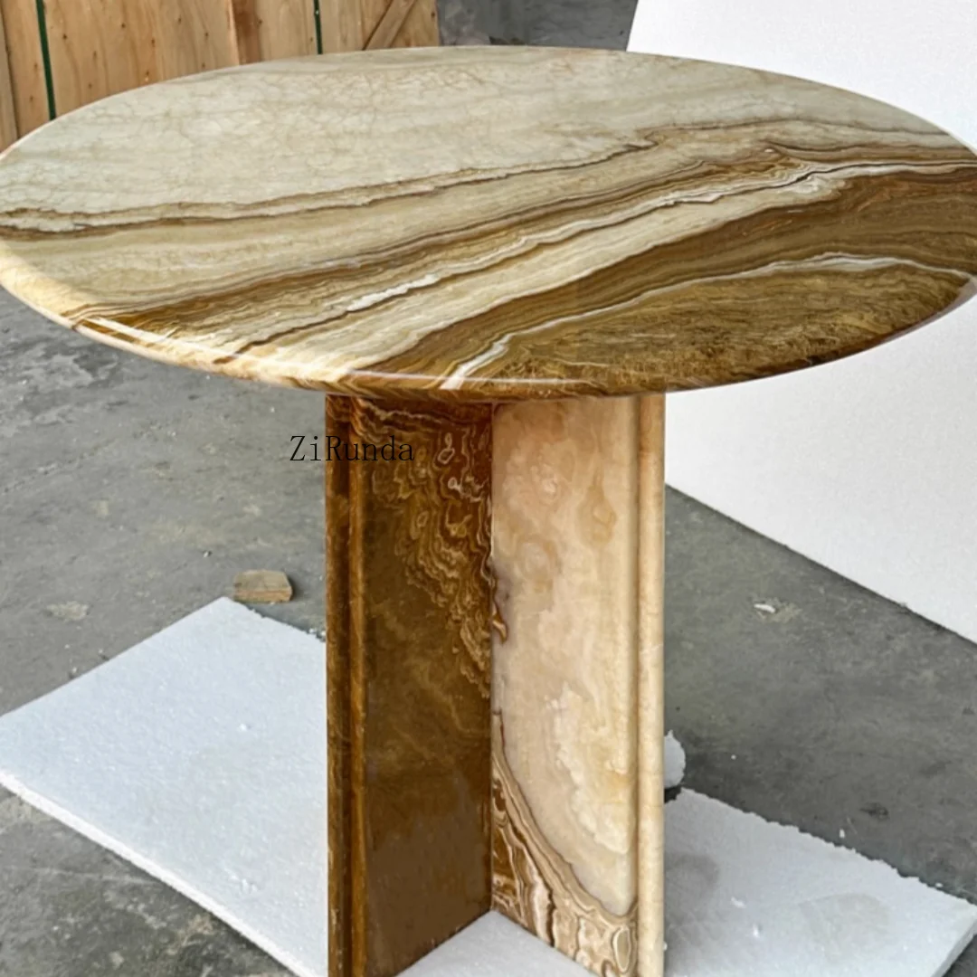 Natural Stone Living Room Round Side Table Marble Set Center Table with Marble Unique Top Base