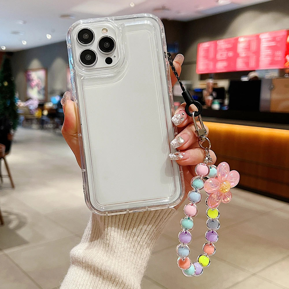 Transparente Weiche Silikon-Handyhülle für Samsung Galaxy A56 A55 A54 A36 A35 A15 A14 A73 A04s Bunte Armband-Accessoires Hülle
