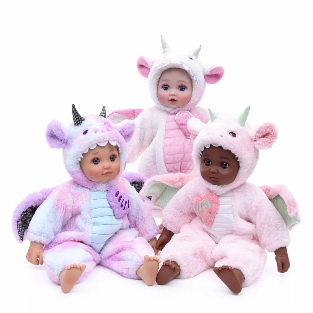 Cloveray Little Flying Dragon Purple 18-inch Reborn Doll Soft Cloth Body Lifelike 46 cm Soft Advanced Painted Skin Winged Baby