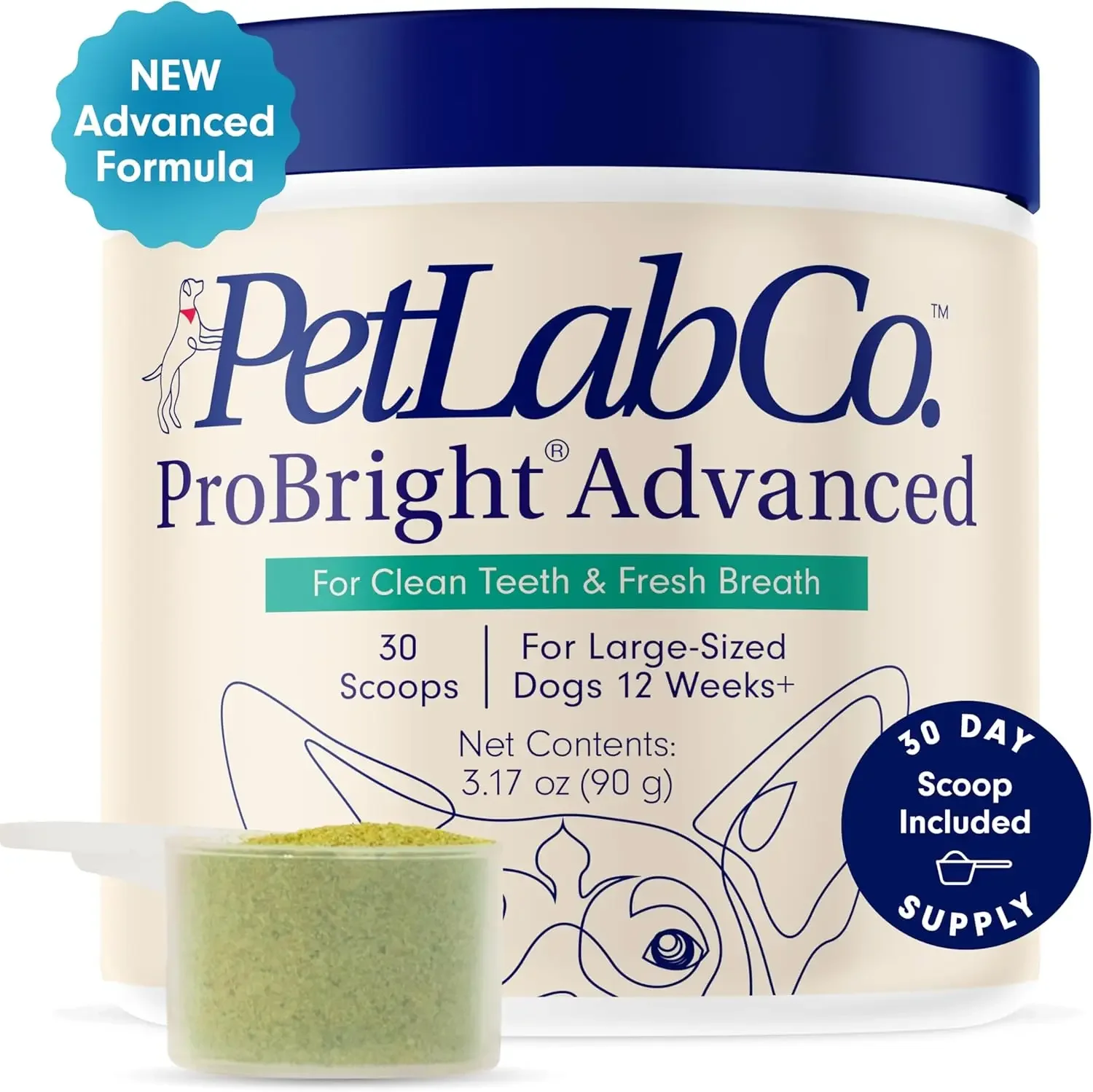 ProBright Advanced Dental Powder - Dog Breath Freshener - Teeth Cleaning Made Easy – Targets Tartar & Bad Breath - Fo