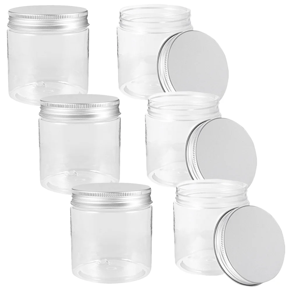 6 Pcs Aluminum Lid Mason Jars Home Essentials Household Plastic Food Containers with Lids Portable Candy Storage Glass Mini