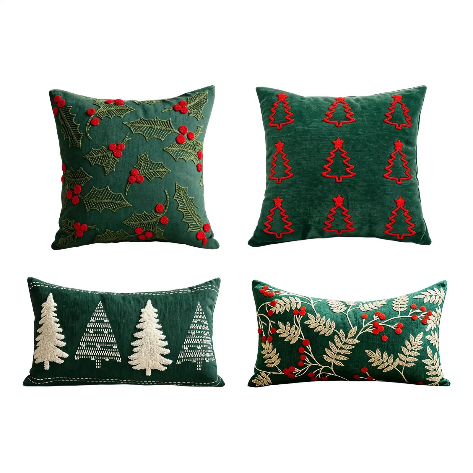 Christmas Throw Pillow Covers Christmas Tree Embroidered Pillow Cove Festival Decorative Cushion Pillowcase 30x50cm 45x45cm