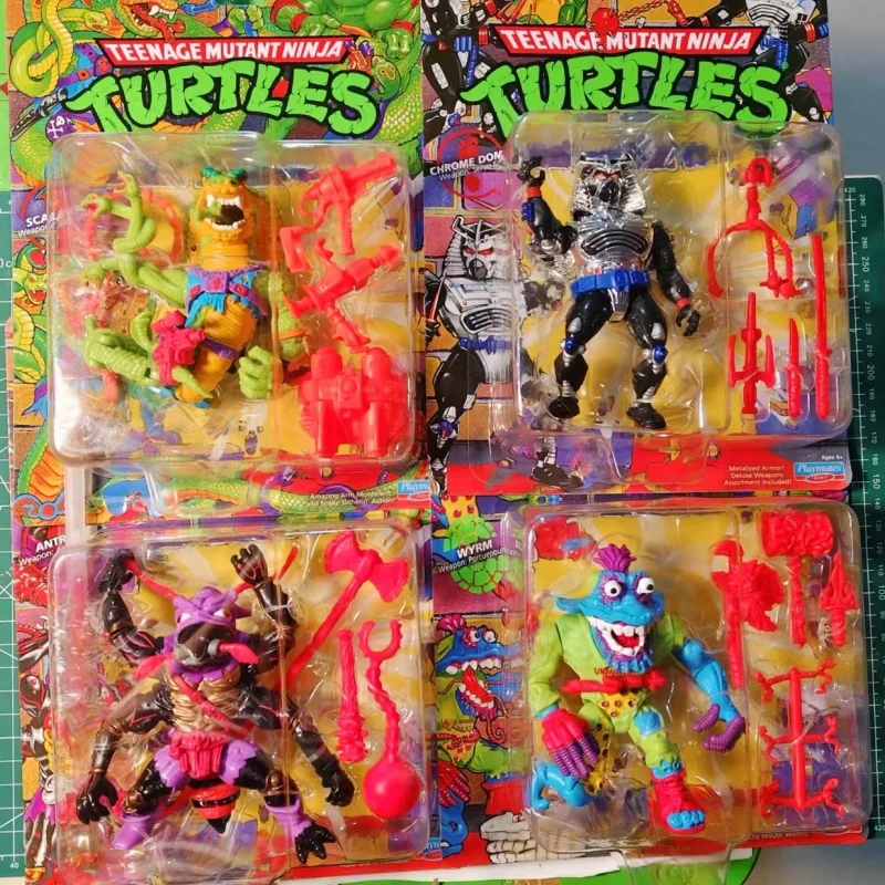 

Original Playmates Ninja Turtles Anime Teenage Mutant Tail Steel Scale Tail Antrax Wyrm Chrome Dome Action Figure Toy Model Gift