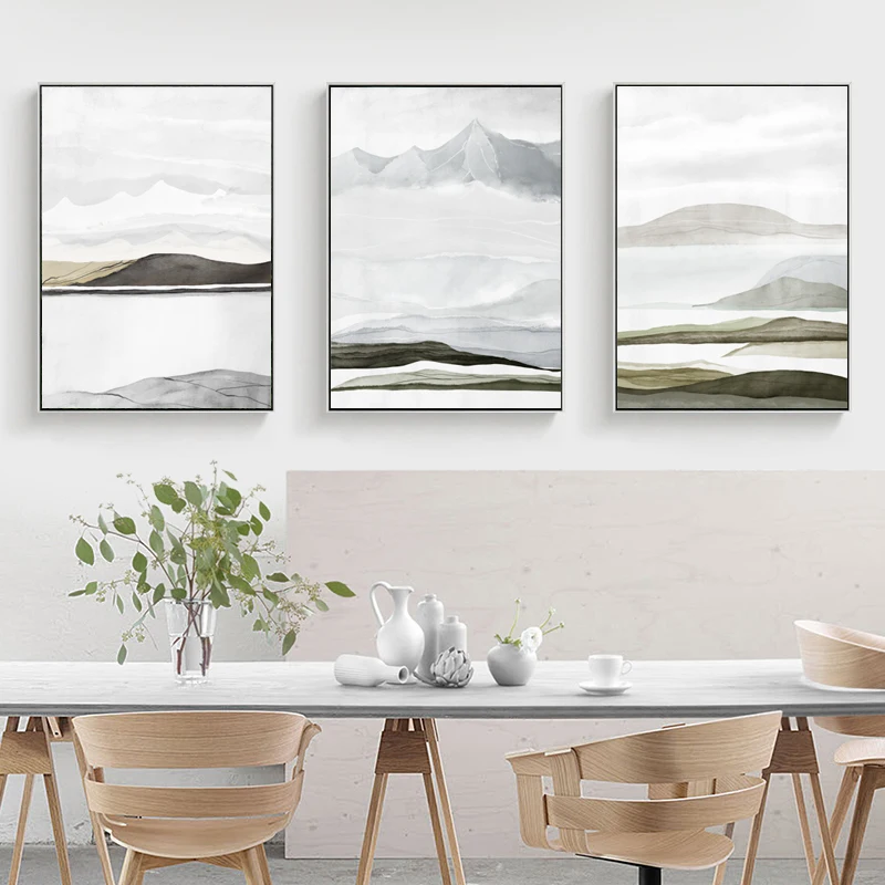 3Pcs/Set Nordic Minimalistyczny Abstrakcyjny Ocean Plakat Płótno Home Decor Nowoczesna Sztuka Ścienna Łazienka Sypialnia Biuro Salon Bez Ramy