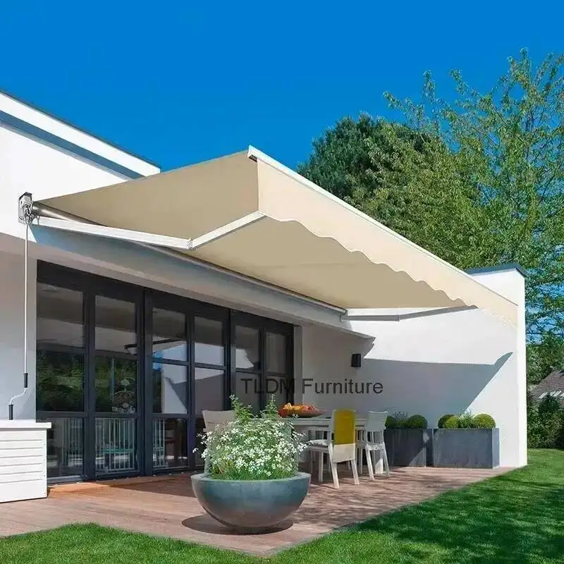 Rain Outdoor Courtyard Retractable Canopy Gazebos and Electric Protection Hand-cranked Creative Sun Protection Balcony Tents ZZ