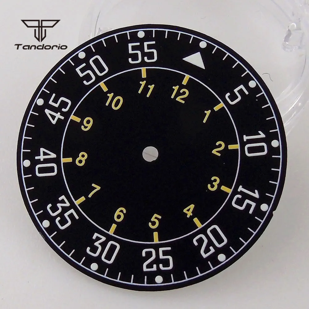 33.5mm Black/Silver Pilot Watch Dial Face Hands Set Green Luminous Fit NH35 NH36 ETA2824 2836 PT5000 ST2130 Automatic Movement