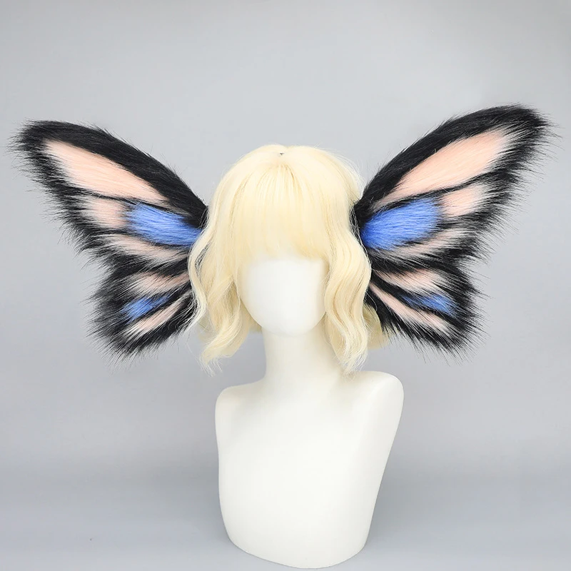 Demon Elf Headband Fursuit Costume Exaggerated Butterfly Fantasy Beast Ear Fur Hairband Girl Comic Show Halloween Cosplay Props