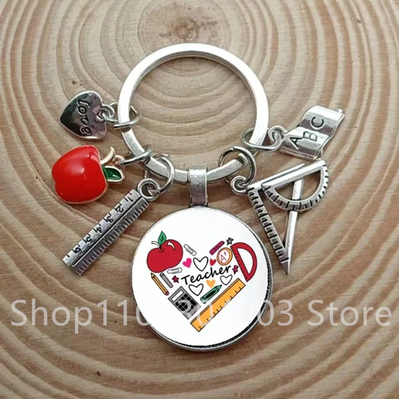 Teacher's Day Stationery Heart shaped Apple Keychain Best Teacher Gift