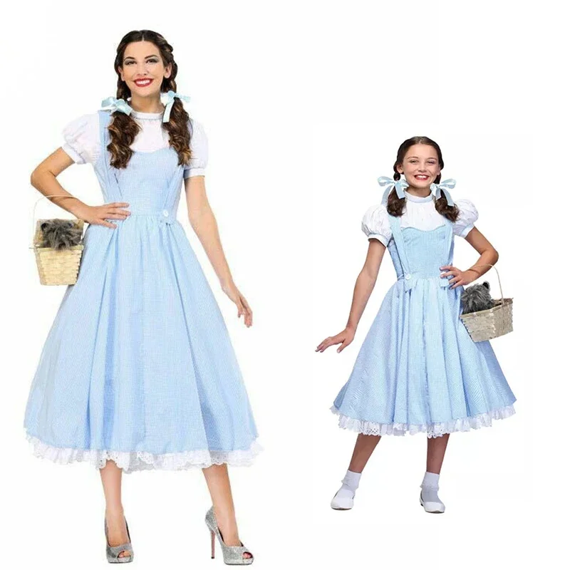 Movie The Magician D'oz Dorothy Women's Daughter and Girl's costume Dorothy Cosplay Halloween Princess costumes Party Dresses