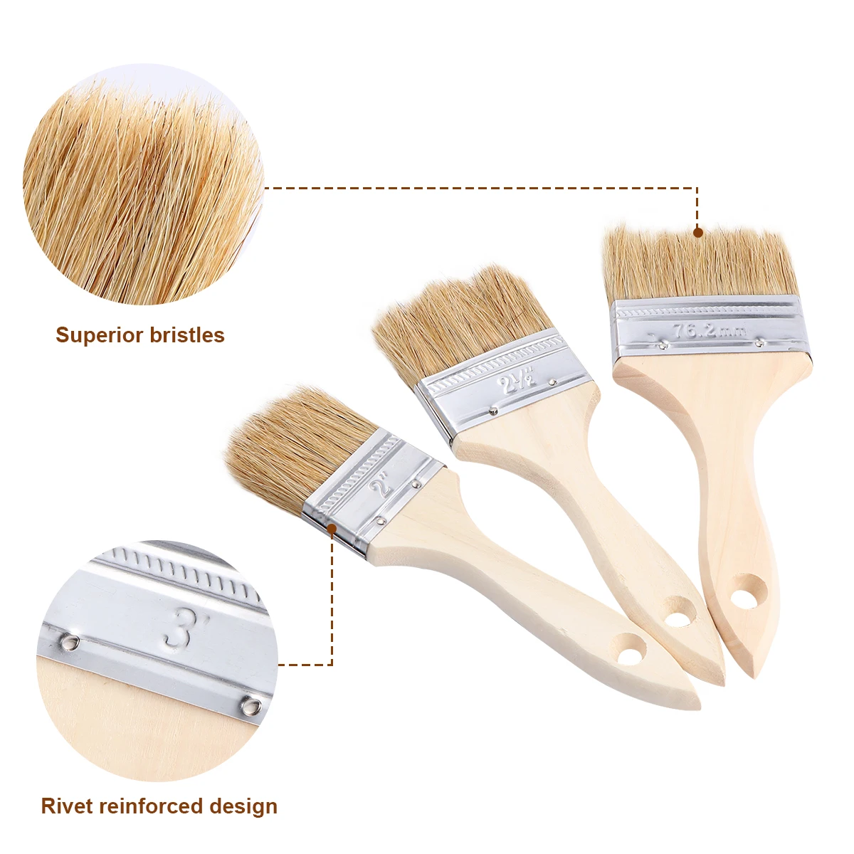 

9 pcs Bbq Bristle Brush Set For Grill Cleaning Heat Resistant Oil Painting Tool Wooden Handle Portable Bristle Brushes For