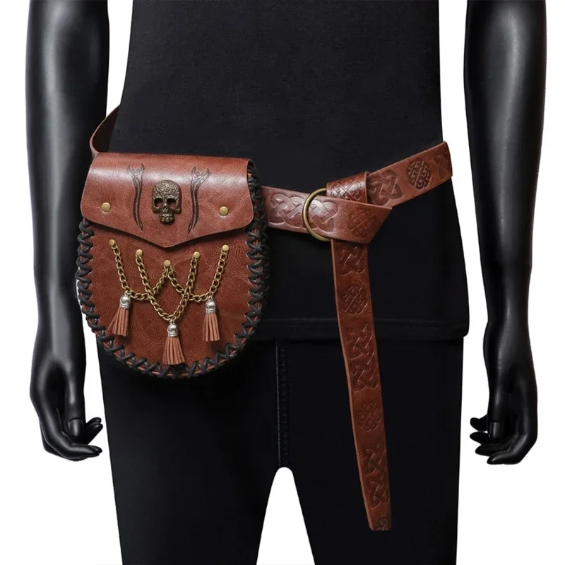 Medieval belt coin purse Knight European and American retro embosed Fanny pack portable coin purse Fanny pack