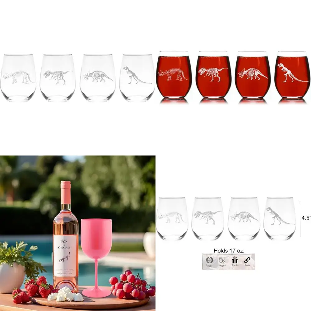 

Набор бокалов для вина без скелета динозавра, 4 шт., 17 унций, уникальный тематический подарок для мужчин и женщин, идеально подходит для любителей динозавров