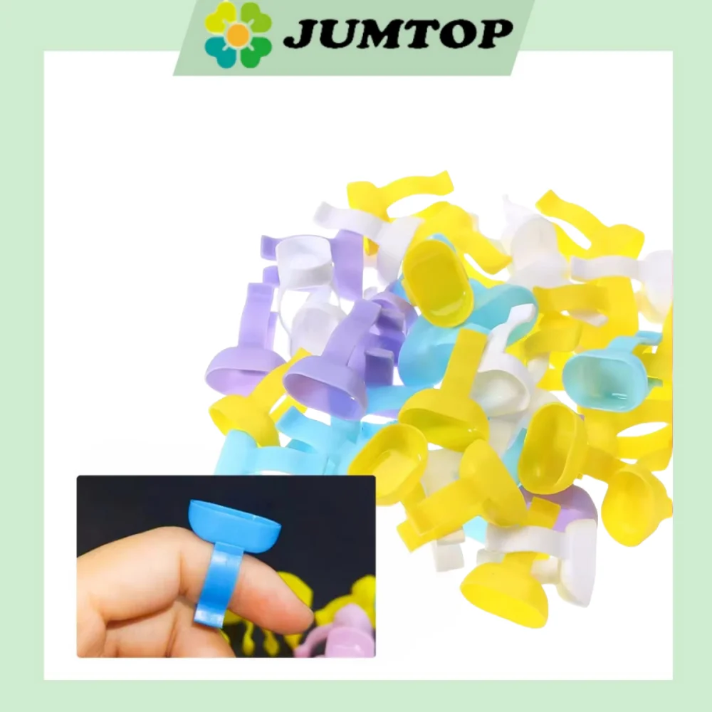 

100pcs Dental Mixing Finger Ring Bowl Cup Holder Dappen Dish Prophy Paste Rings Plastic Silicone Dentistry Medicine Handy Tool