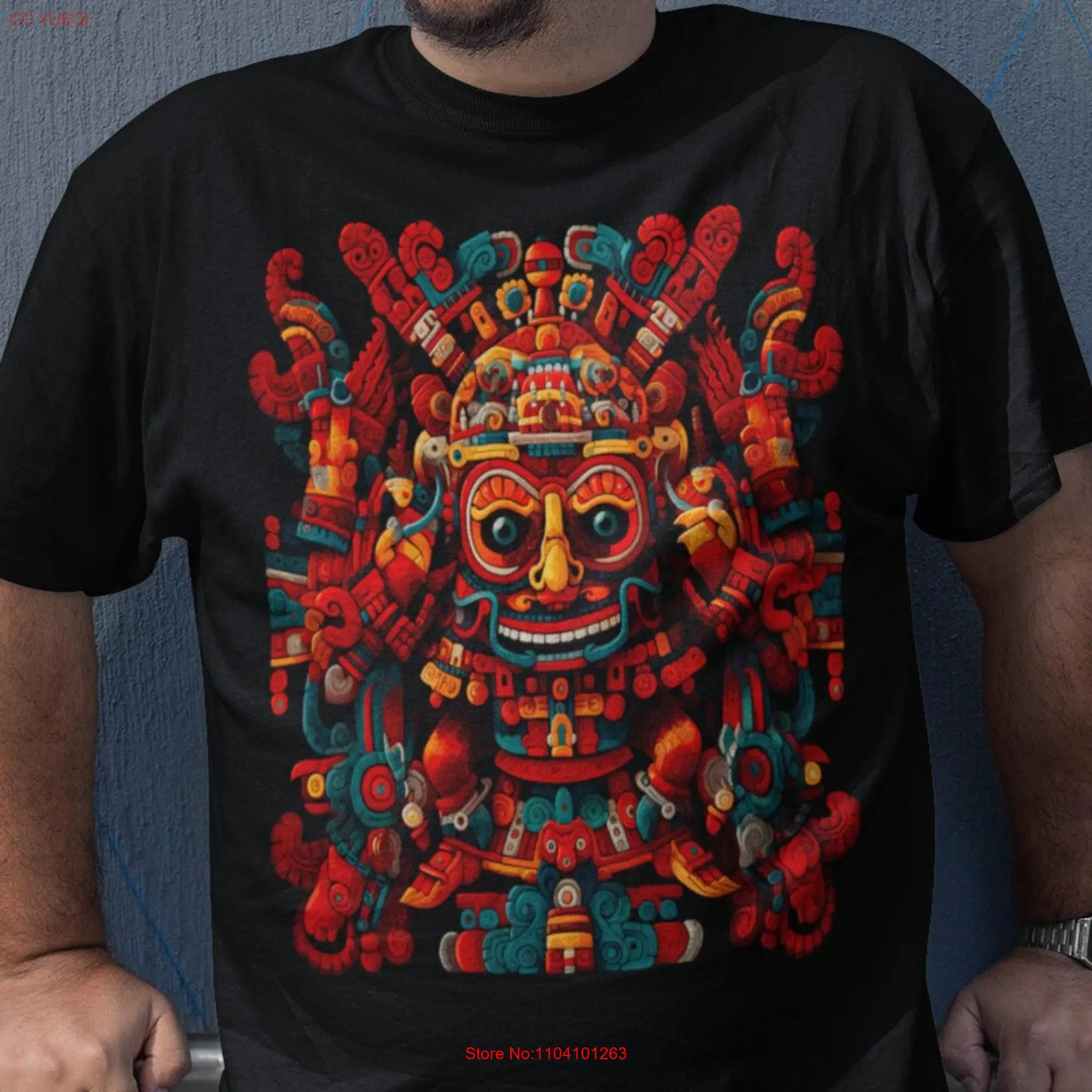 Mictlantecuhtli-camiseta mexicana, estampa de arte asteca, para homens, presente para ele, mangas longas ou curtas